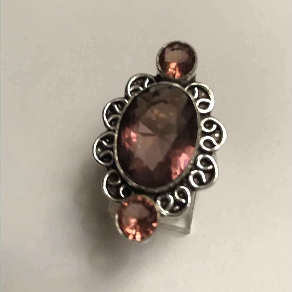 Pink Amethyst Stamped 925 Sterling Silver Ring - Picture 2 of 3